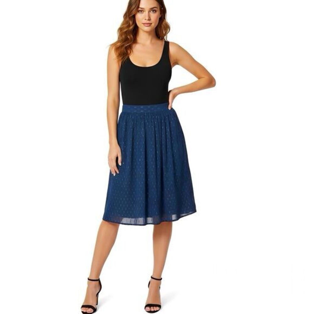 J.Crew Womens Skirt Sz 2 Gold thread Blue Lined Semi Sheer Knee-Length Coastal